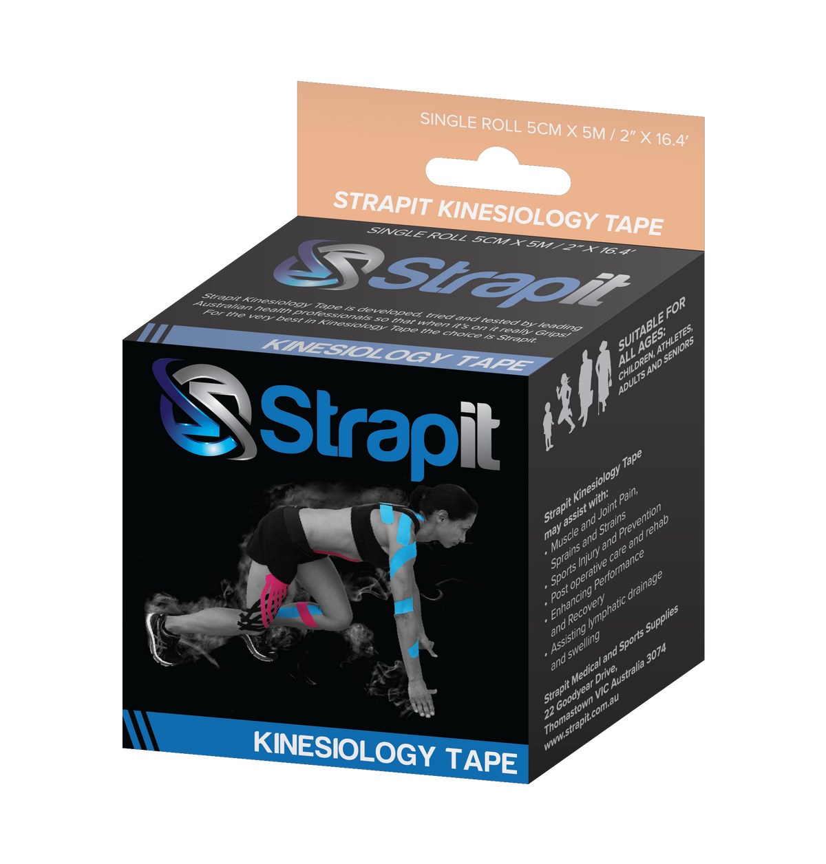 Strapit Original Kinesiology Tape 2" x 5.5yds - Tan Box