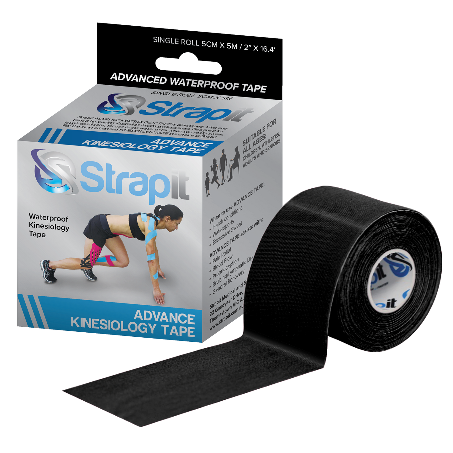 Strapit 2" x 5.5yds Advance Kinesiology Tape (Various Colors)