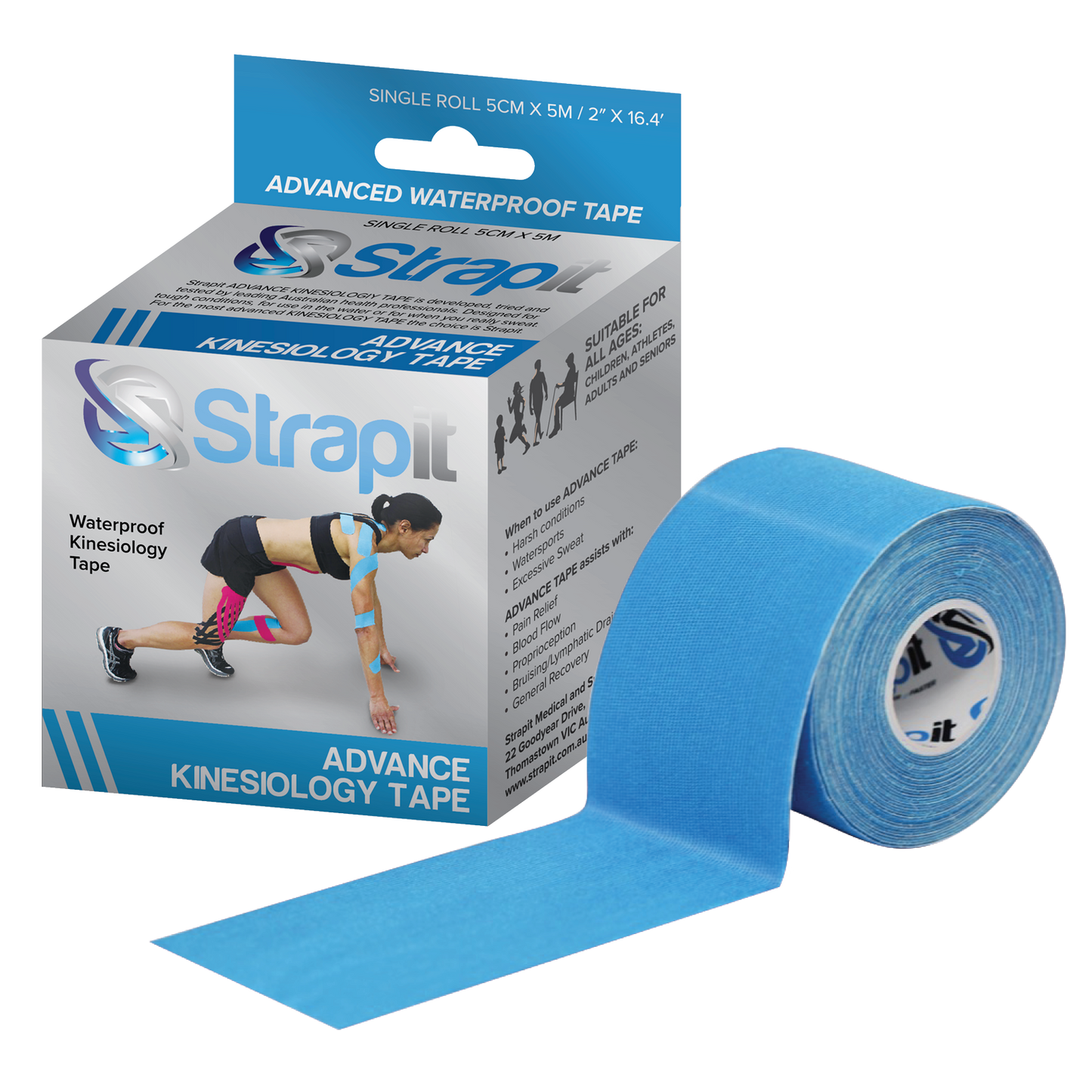 Strapit 2" x 5.5yds Advance Kinesiology Tape (Various Colors)