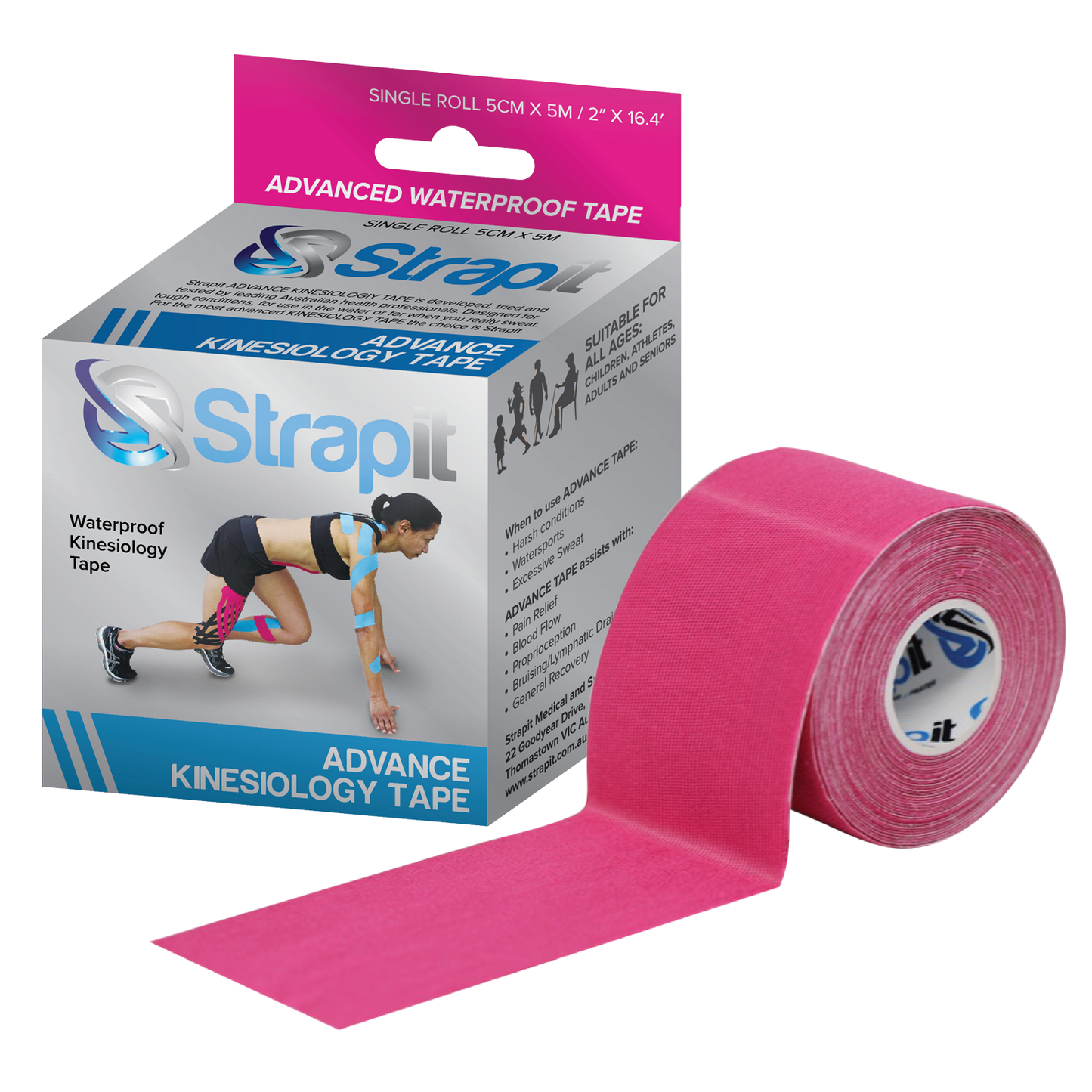 Strapit 2" x 5.5yds Advance Kinesiology Tape (Various Colors)