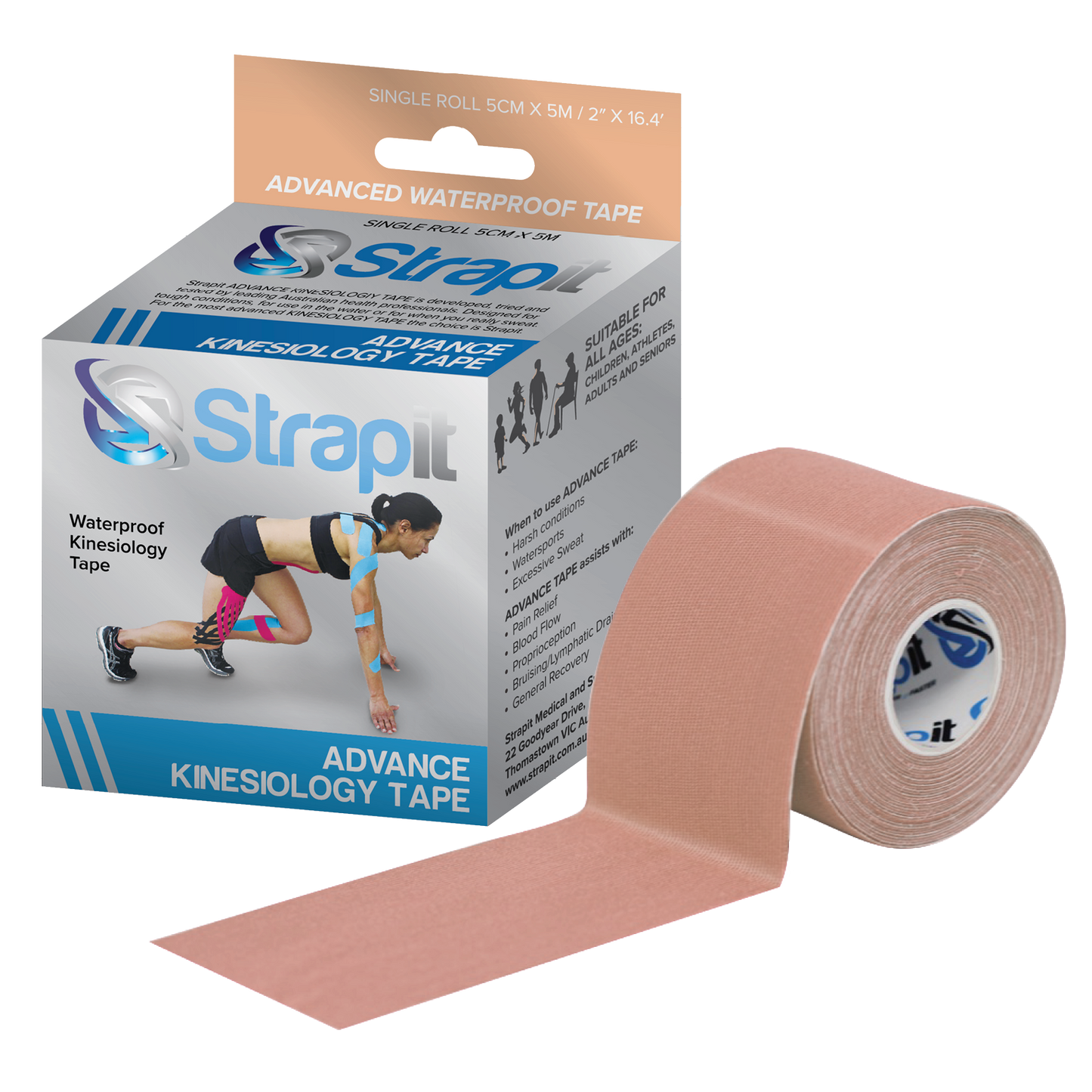 Strapit 2" x 5.5yds Advance Kinesiology Tape (Various Colors)