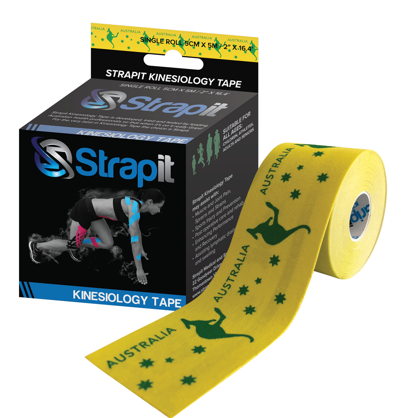 Strapit 50mm x 5M Kinesiology Tape (Various Colours)