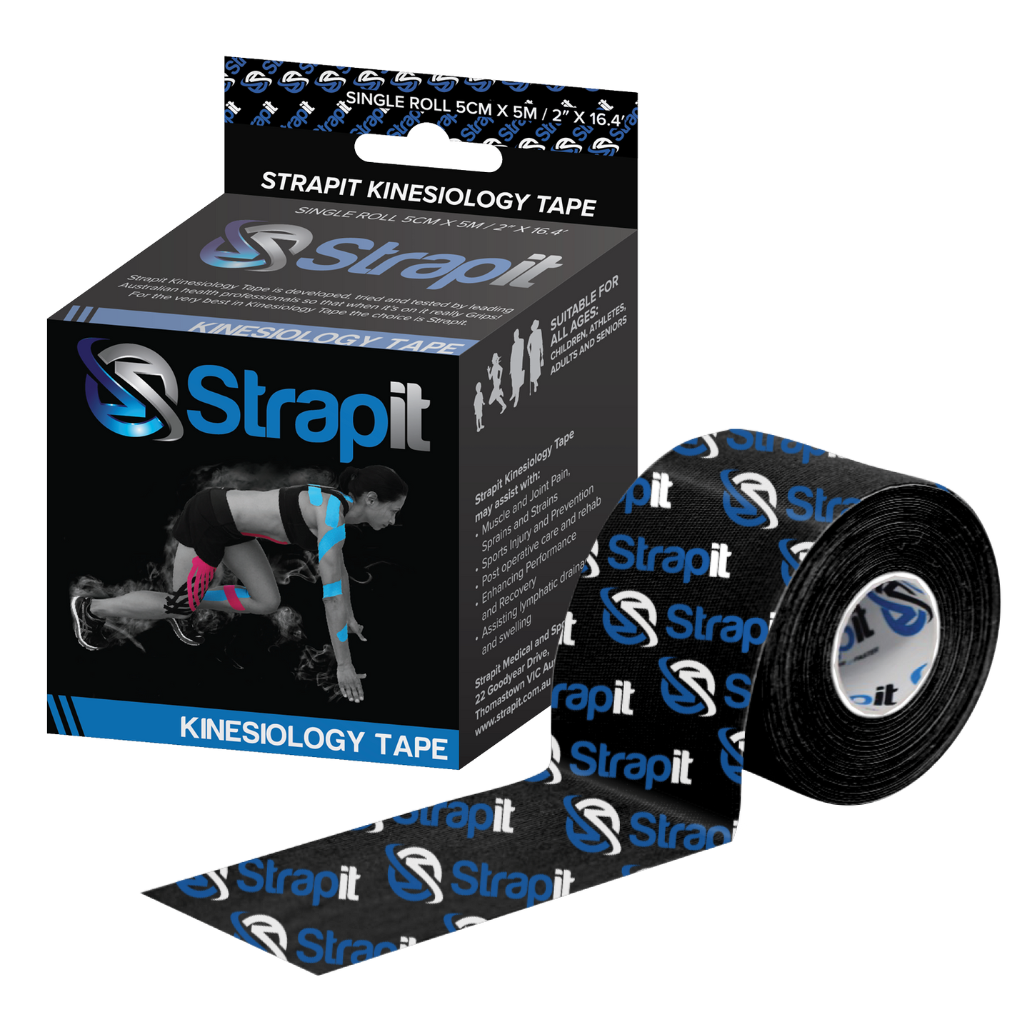 Strapit 50mm x 5M Kinesiology Tape (Various Colours)
