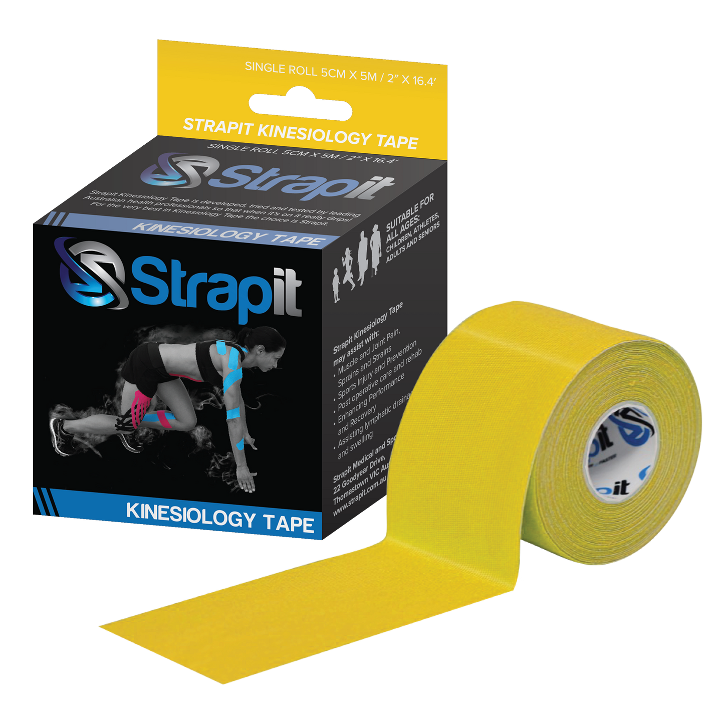 Strapit 50mm x 5M Kinesiology Tape (Various Colours)