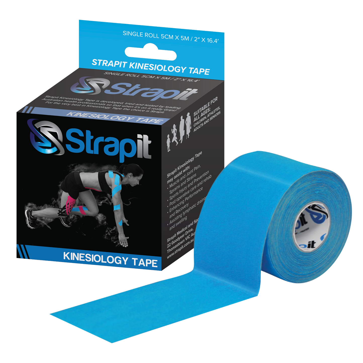 Strapit 50mm x 5M Kinesiology Tape (Various Colours)