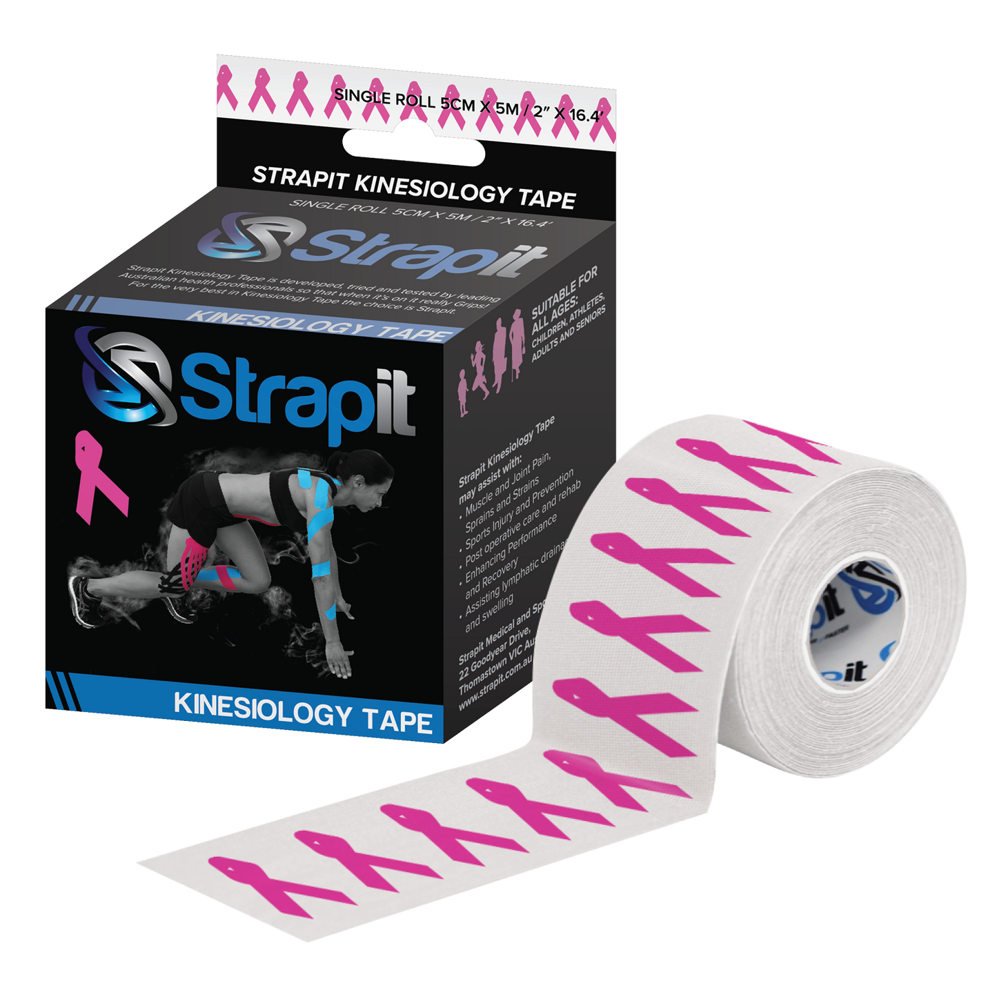 Strapit 50mm x 5M Kinesiology Tape (Various Colours)