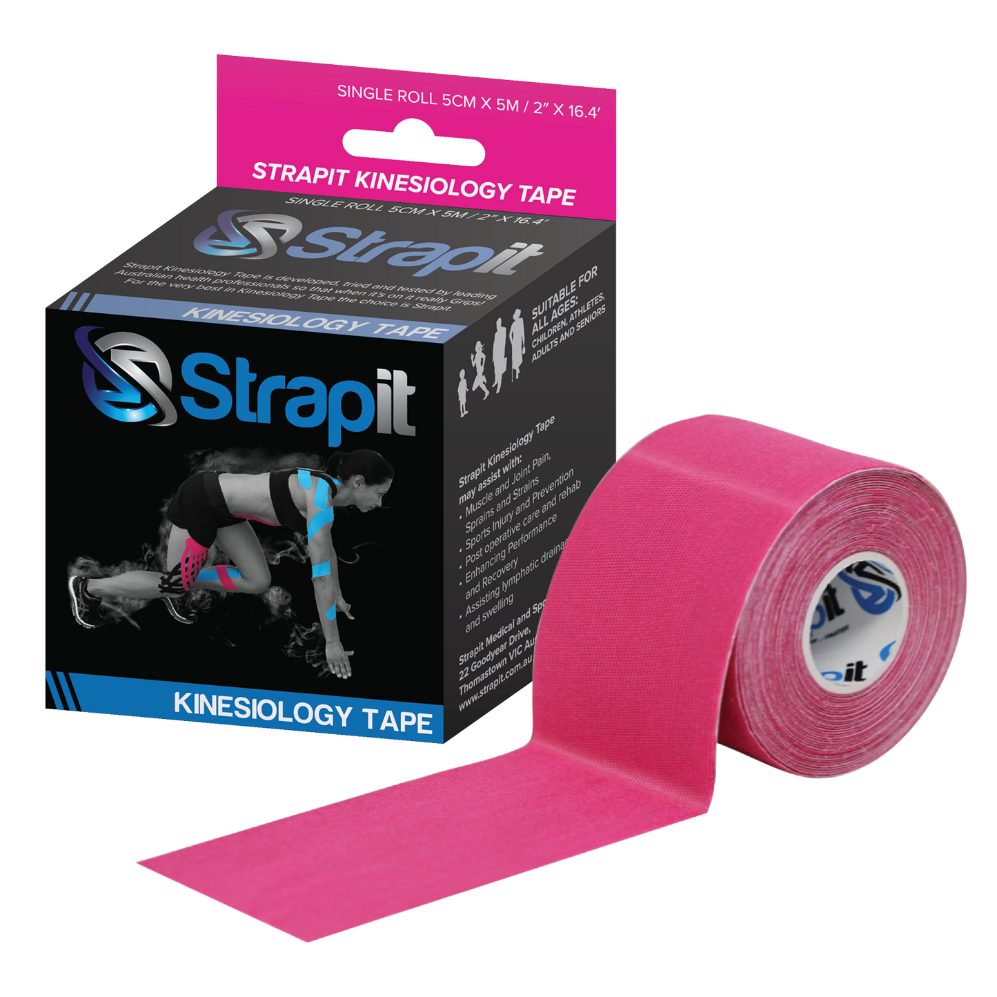 Strapit 50mm x 5M Kinesiology Tape (Various Colours)