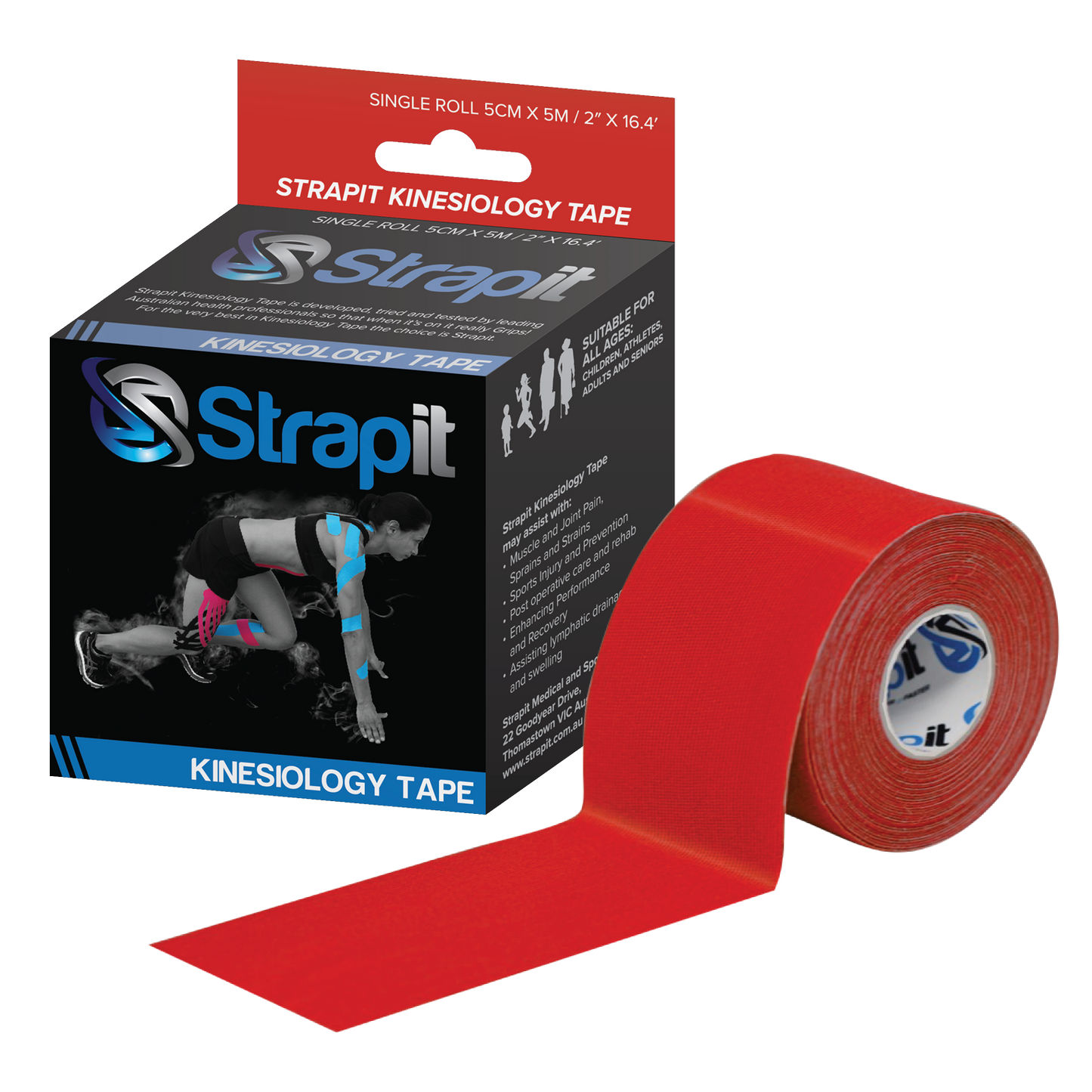 Strapit 50mm x 5M Kinesiology Tape (Various Colours)