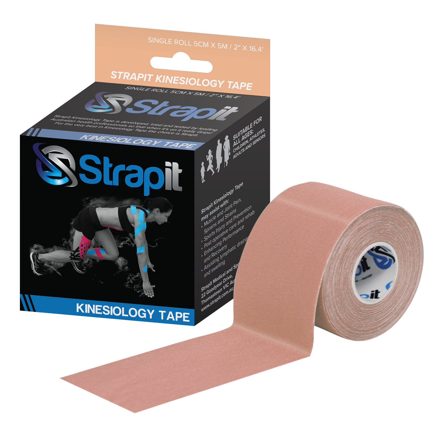 Strapit 50mm x 5M Kinesiology Tape (Various Colours)