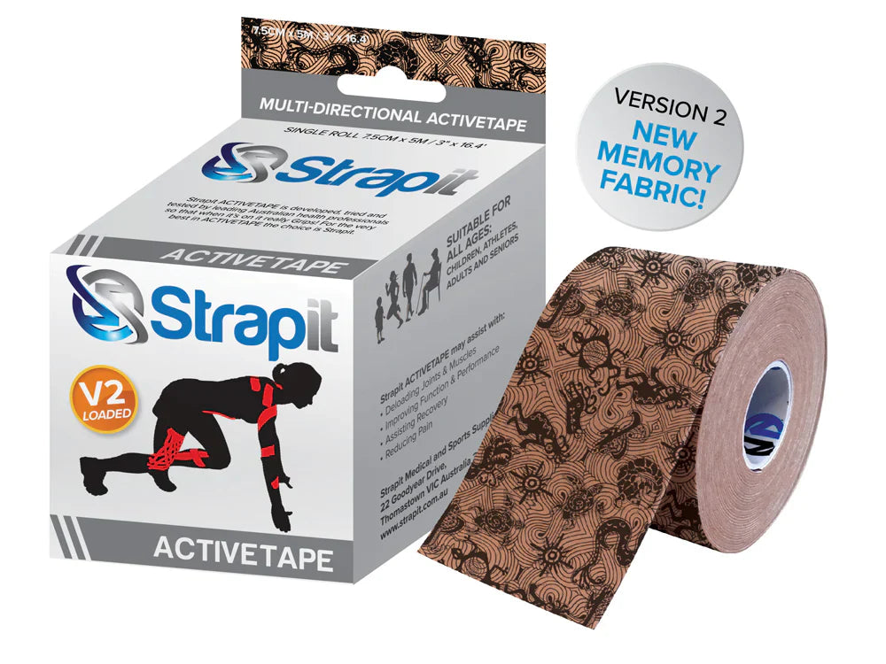 Strapit ActiveTape USA V2 – Tan Kinesiology Tape Box Packaging
