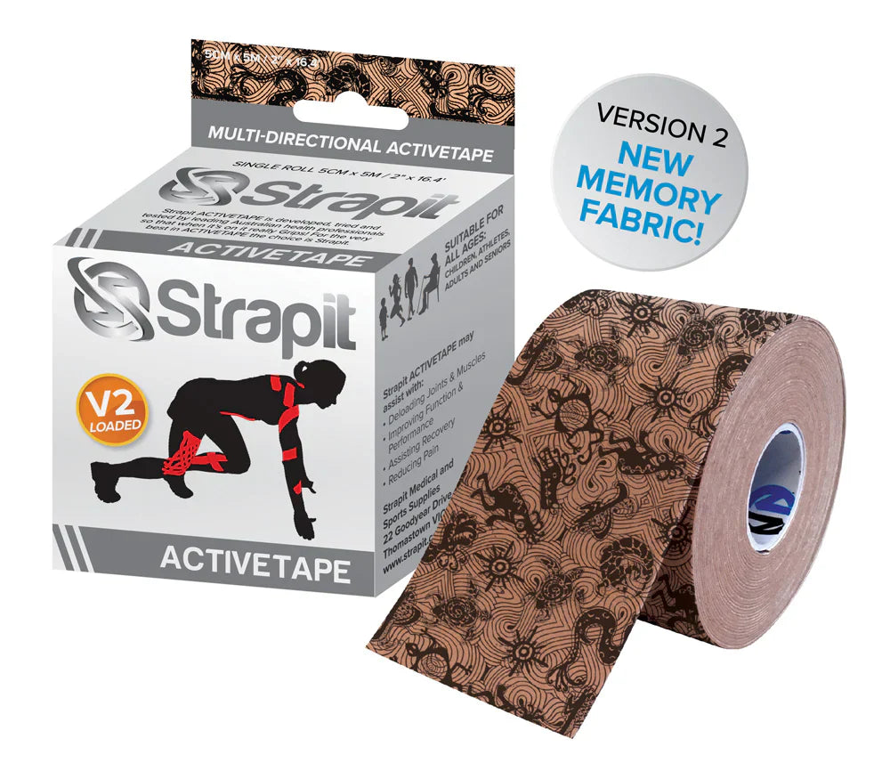 Strapit ActiveTape USA V2 – Tan Kinesiology Tape with Box and Roll