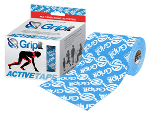 GRIPIT ACTIVE TAPE - 4 WAY STRETCH - 4" X 5.5 YDS. - BLUE WITH LOGO
