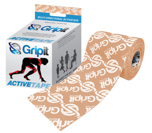 3" X 5.5 YDS GRIPIT - ACTIVE TAPE - 4 WAY STRETCH - TAN WITH LOGO