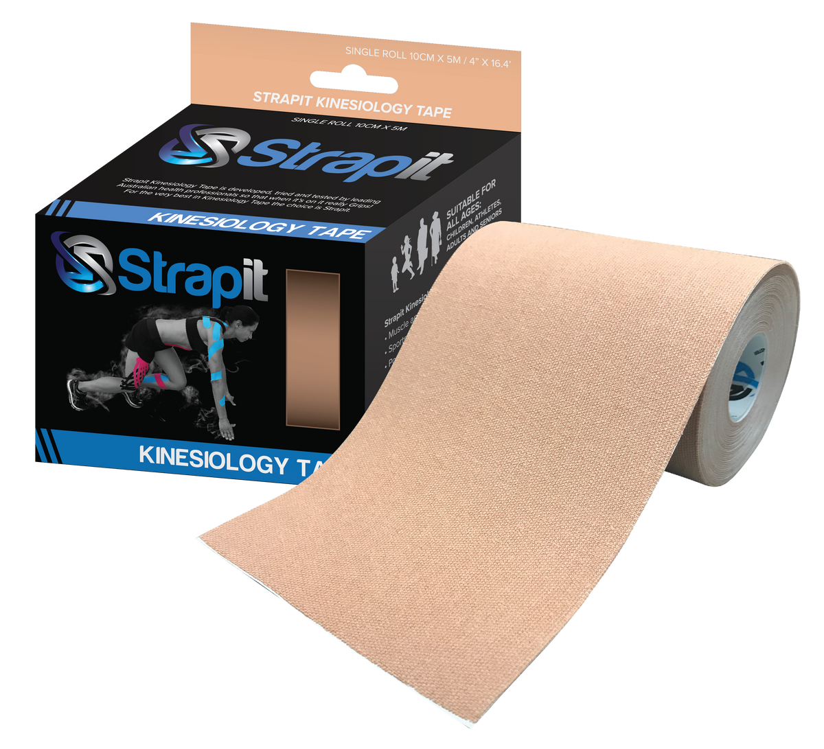 Strapit Original Kinesiology Tape Fat Roll 4" x 5.5yds - Tan