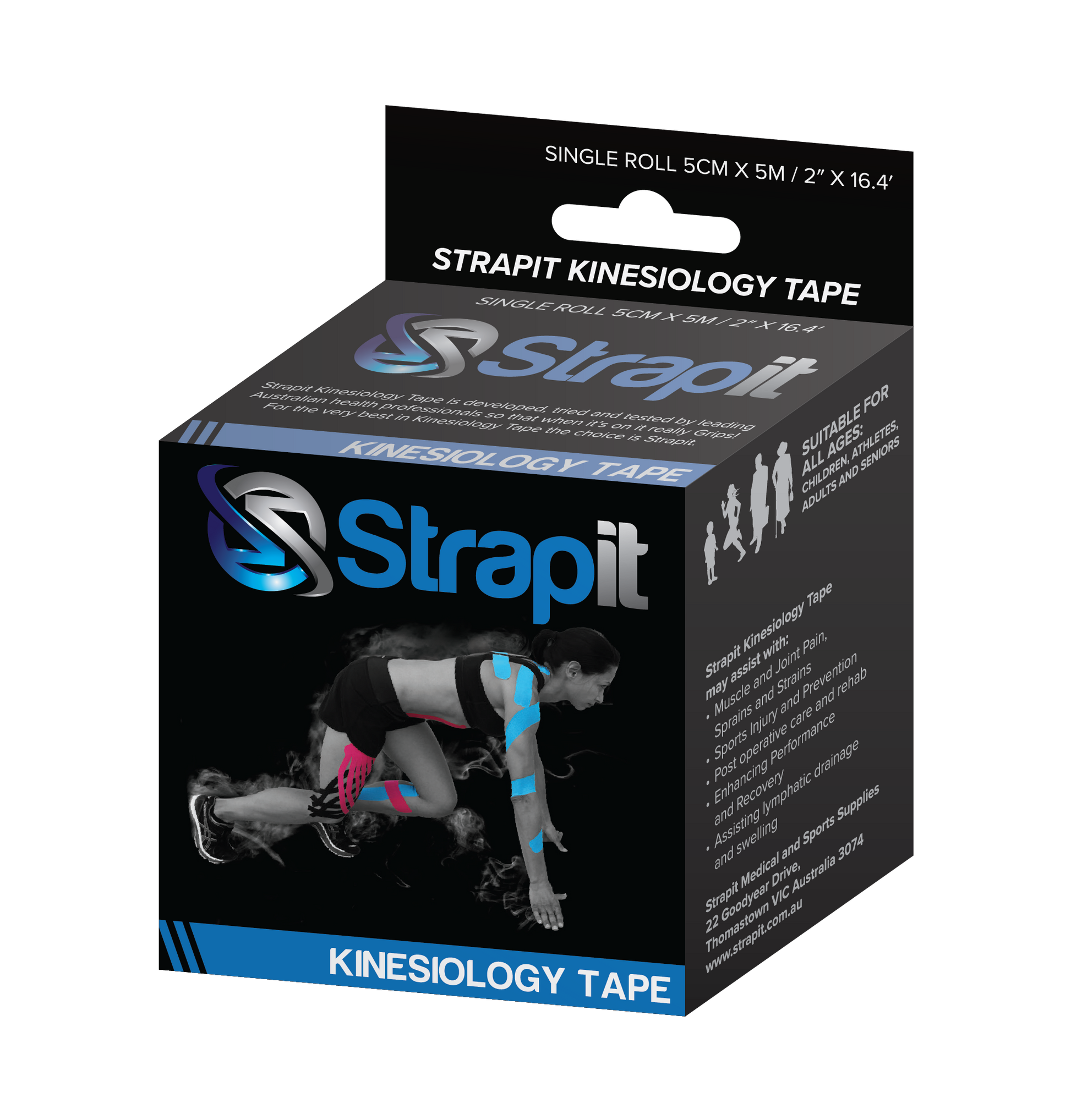 Strapit Original Kinesiology Tape 2" x 5.5yds - Black Box