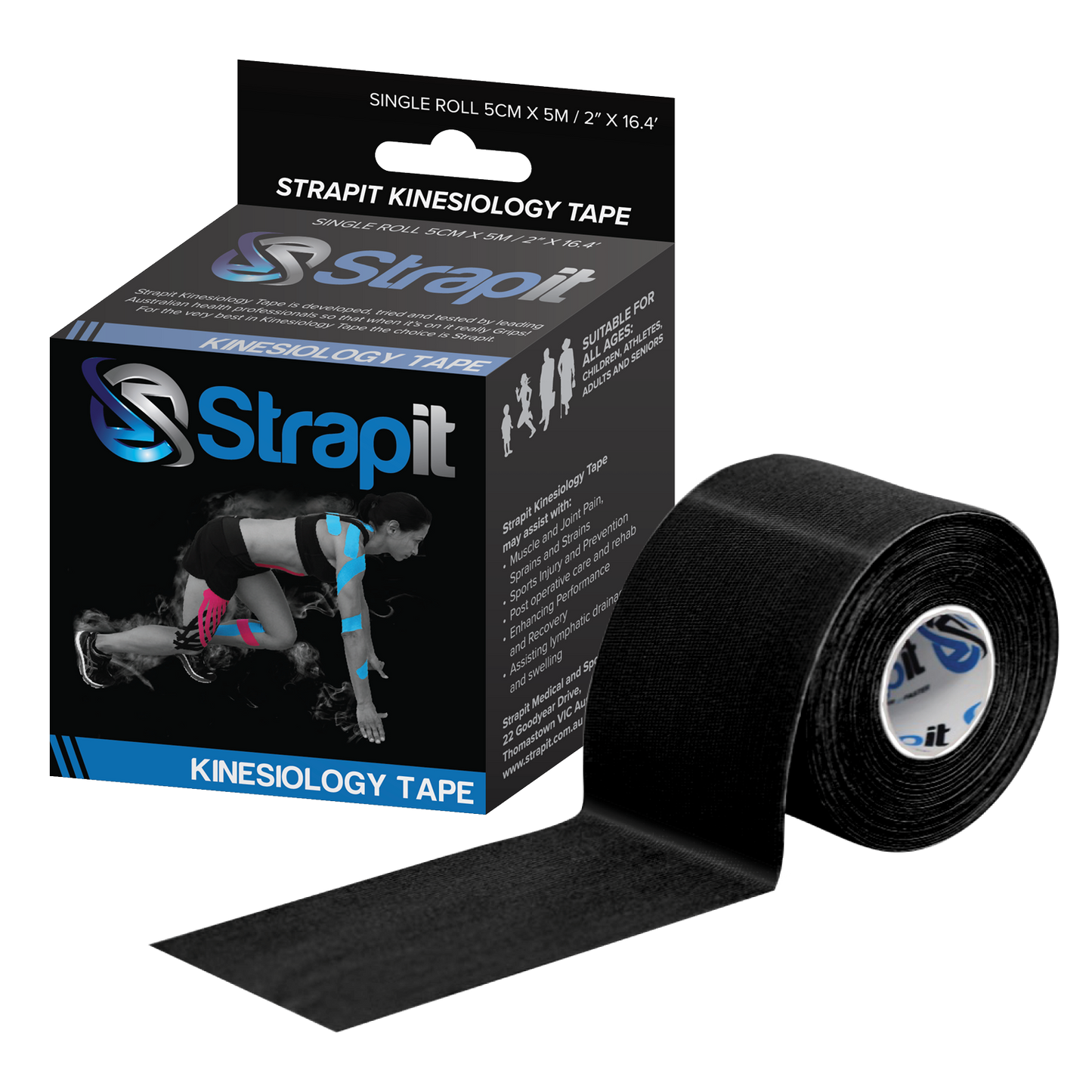 Strapit Original Kinesiology Tape 2" x 5.5yds - Black