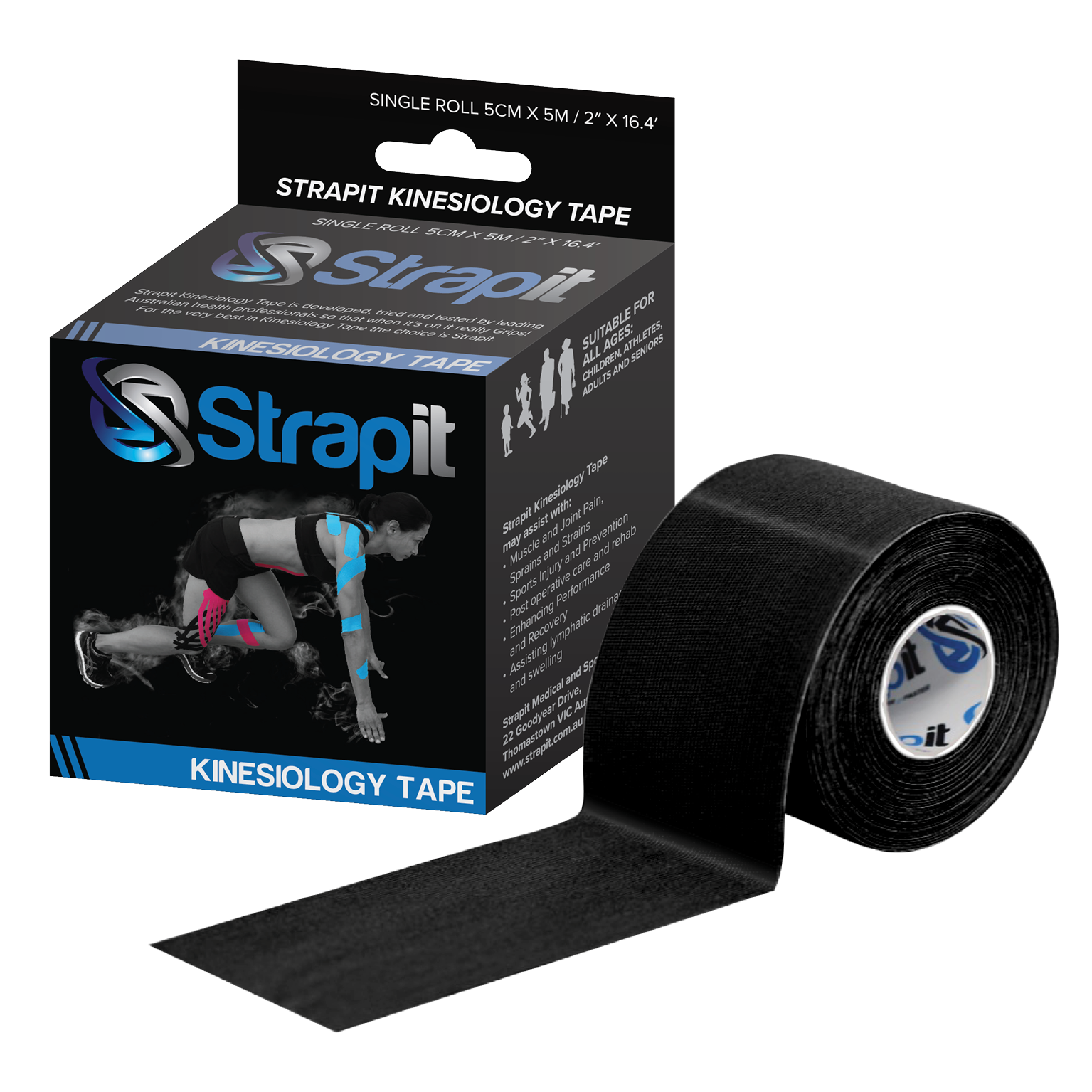 Strapit Original Kinesiology Tape 2" x 5.5yds - Black