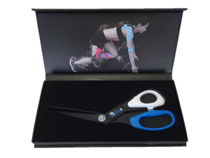 GRIPIT KINESIOLOGY TAPE SCISSORS WITH CASE, BLACK / BLUE HANDLE